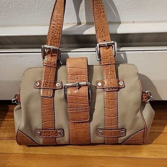 Vtg Michael Buckle Flap Hobo Shoulder Bag Purse Camel Saddle Y2k READ DAMAGE - Picture 5 of 15